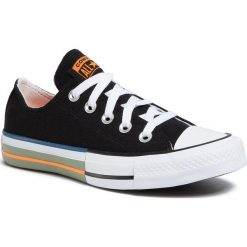 Trampki CONVERSE - Ctas Ox 167636C Black/Total Orange/Street Sage. Czarne półbuty damskie Converse, na co dzień, bez wzorów, z gumy, street, bez obcasa, na płaskiej podeszwie, bez zapięcia. W wyprzedaży za 239,00 zł.