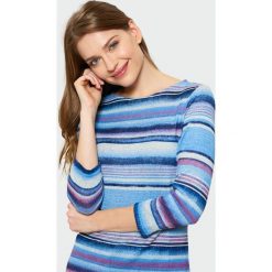 Prosty sweter w paski. Szare swetry damskie Greenpoint, w paski, z elastanu, bez rękawów, bez kaptura. Za 39,99 zł.