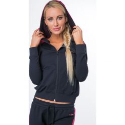 Bluza z kapturem granatowa MR15111. Czarne bluzy z kapturem damskie marki Fasardi, l. Za 109,00 zł.