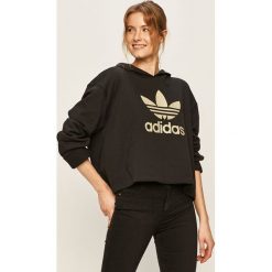 Adidas Originals - Bluza. Czarne bluzy damskie adidas Originals, z aplikacjami, z bawełny, bez rękawów, z kapturem. W wyprzedaży za 199,90 zł.