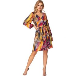 Sukienka kopertowa rozkloszowana. Sukienki damskie e-margeritka.pl, bez wzorów, z elastanu, eleganckie, bez rękawów, bez kaptura. Za 254,99 zł.