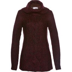 Golfy damskie: Sweter bonprix czerwony klonowy melanż