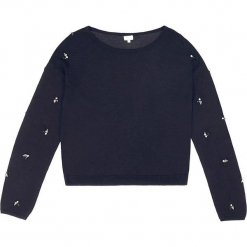 Sweter kaszmirowy w kolorze granatowym. Niebieskie swetry klasyczne damskie marki Ateliers de la Maille, z kaszmiru, z okrągłym kołnierzem. W wyprzedaży za 272,95 zł.