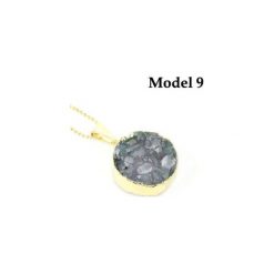 Colare Agat Druza Okrągła złoto. Szare naszyjniki damskie Brazi druse jewelry, na imprezę, z agatem, srebrne. Za 170,00 zł.