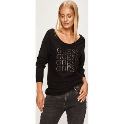 Guess Jeans - Sweter. Czarne swetry damskie Guess Jeans, s, z aplikacjami, z elastanu, bez rękawów, bez kaptura. Za 369,90 zł.