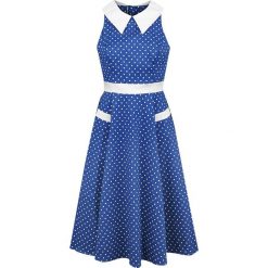 H&R London Blue White Polka Dots 40s Swing Dress Sukienka niebieski/biały. Niebieskie sukienki damskie marki H&R London, s, bez wzorów, bez kołnierzyka, bez rękawów. Za 264,90 zł.