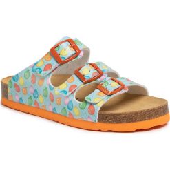 Klapki DR. BRINKMANN - 500286 D Hellblau/Orange 55. Niebieskie sandały dziewczęce Dr. Brinkmann, ze skóry ekologicznej, bez zapięcia. Za 129,00 zł.