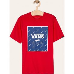 Vans - T-shirt dziecięcy 129-173 cm. Czerwone t-shirty chłopięce Vans, z nadrukiem, z bawełny, bez rękawów. Za 119,90 zł.