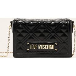 Love Moschino - Torebka. Czarne listonoszki damskie Love Moschino, w paski, ze skóry ekologicznej, na ramię, małe, pikowane, bez dodatków. Za 479,90 zł.
