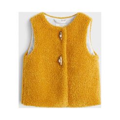 Mango Kids - Bezrękawnik dziecięcy Kika 86-104 cm. Żółte kurtki dziewczęce Mango Kids, bez wzorów, z bawełny, bez kaptura. W wyprzedaży za 59,90 zł.