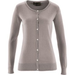 Sweter rozpinany z domieszką jedwabiu bonprix brunatny. Pomarańczowe kardigany damskie bonprix. Za 59,99 zł.