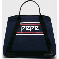 Pepe Jeans - Torebka. Niebieskie torebki klasyczne damskie Pepe Jeans, bez wzorów, z bawełny, casualowe, duże, bez dodatków. Za 199,90 zł.