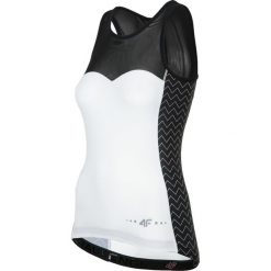 Koszulka rowerowa damska RKD001 - biały. Białe bluzki sportowe damskie 4f, z elastanu, bez rękawów. Za 99,99 zł.