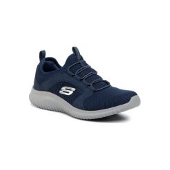 Skechers FLECTION 999569 NVY. Niebieskie buty sportowe męskie Skechers, ze skóry ekologicznej, bez zapięcia. Za 199,99 zł.