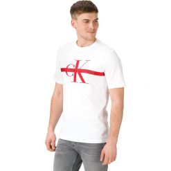 Calvin Klein Monogram Koszulka Biały. Białe podkoszulki męskie Calvin Klein, xl, z haftami, z bawełny, z krótkim rękawem. Za 204,95 zł.