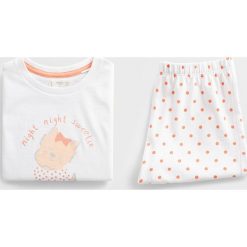 Mango Kids - Piżama dziecięca Dogy 80-104 cm. Białe piżamy dziewczęce Mango Kids, z nadrukiem, z bawełny, z krótkim rękawem. Za 59,90 zł.
