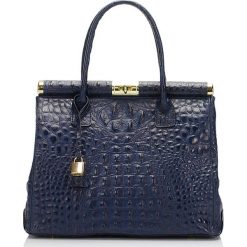Torebki klasyczne damskie: Skórzana torebka w kolorze granatowym – 39 x 39 x 15 cm