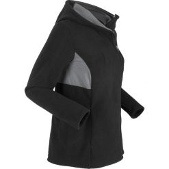 Bluza rozpinana z polaru, z siatkową wstawką, długi rękaw bonprix czarno-dymny szary. Czarne bluzy damskie bonprix, bez wzorów, z polaru, z długim rękawem, długie, bez kaptura. Za 84,99 zł.