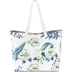 Torba shopper z kanwy bonprix kremowo-ciemnoniebiesko-jasnożółty. Białe torby damskie na zakupy bonprix, bez wzorów, bez dodatków. Za 69,99 zł.