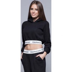 Bluzy rozpinane damskie: Czarna Krótka Bluza Dresowa z Kapturem
