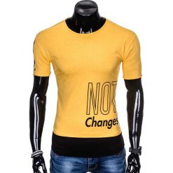 T-shirt męski z nadrukiem S981 - zółty. Żółte t-shirty męskie Ombre Clothing, s, z nadrukiem, bez kołnierzyka. Za 15,99 zł.