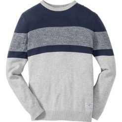 Sweter w paski Regular Fit bonprix jasnoszary melanż - ciemnoniebieski. Szare swetry męskie bonprix, s, w paski. Za 74,99 zł.