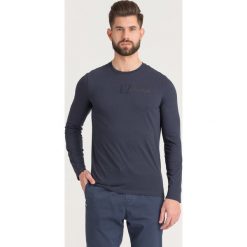 LONGSLEEVE Armani Exchange. Niebieskie bluzy męskie Armani Exchange, s, z nadrukiem, z bawełny, z okrągłym kołnierzem, bez rękawów, bez kaptura. Za 195,30 zł.