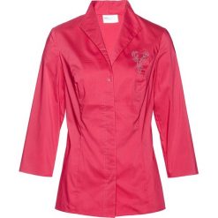 Bluzka w ludowym stylu Premium bonprix różowy hibiskus. Różowe koszulki damskie bonprix, z aplikacjami, ze stójką, bez rękawów. Za 54,99 zł.