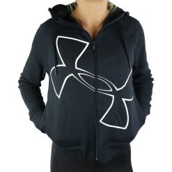 Under Armour Big Logo Fullzip Hoodie 1320609-001 bluzy damskie czarne XS. Czarne bluzy damskie Under Armour, xs, bez wzorów, z bawełny, bez rękawów, bez kaptura. W wyprzedaży za 179,99 zł.