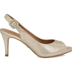 Czółenka: Złote czółenka peep toe