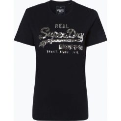 Superdry - T-shirt damski, niebieski. Niebieskie t-shirty damskie Superdry, xl, bez wzorów, z bawełny, eleganckie, bez kołnierzyka. Za 179,95 zł.