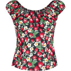 Bluzki damskie: Hell Bunny Strawberry Sundae Top Koszulka damska czarny