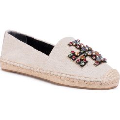 Espadryle TORY BURCH - Ines Embellished Espadrille 73255 Natural/Perfect Black/Gold 100. Brązowe espadryle damskie Tory Burch, na co dzień, z aplikacjami, ze skóry, bez obcasa, bez zapięcia. Za 1219,00 zł.