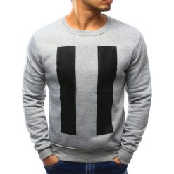 Bluzy męskie: Bluza męska bez kaptura z nadrukiem szara (bx3067)