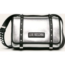 Love Moschino - Torebka. Szare listonoszki damskie Love Moschino, w paski, ze skóry ekologicznej, bez dodatków. W wyprzedaży za 599,90 zł.