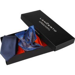 Zestaw Krawat plus Poszetka. Czarne poszetki męskie LANCERTO, bez wzorów, eleganckie. Za 99,90 zł.