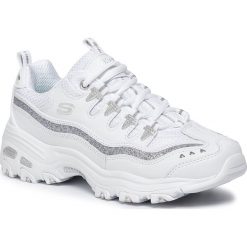 Sneakersy SKECHERS - D'lites Now&Then 11923/WSL White/Silver. Białe półbuty damskie Skechers, na co dzień, z aplikacjami, ze skóry, bez obcasa, na płaskiej podeszwie, bez zapięcia. W wyprzedaży za 259,00 zł.
