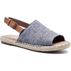 Espadryle TOMS - Clara 10011827 Navy Slub/Chambray/Leather. Niebieskie espadryle damskie Toms, bez wzorów, ze skóry, bez obcasa. W wyprzedaży za 199,00 zł.