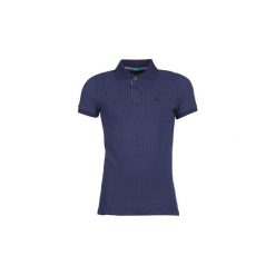 Koszulki polo z krótkim rękawem Benetton MADALO. Niebieskie koszulki męskie Benetton, xl, bez wzorów, z krótkim rękawem. Za 116,10 zł.