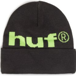 Czapka HUF - 98 Logo Beanie BN00093 Black. Czarne czapki męskie HUF, na zimę, bez wzorów, z materiału. Za 119,00 zł.
