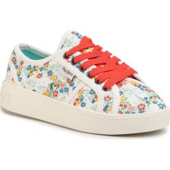Tenisówki PEPE JEANS - Brixton Flowers PGS30431 White 800. Białe trampki dziewczęce Pepe Jeans, bez wzorów, z jeansu, na sznurówki. W wyprzedaży za 179,00 zł.
