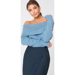 NA-KD Szeroki sweter z odkrytymi ramionami - Blue. Niebieskie swetry oversize damskie NA-KD, z dzianiny. Za 80,95 zł.