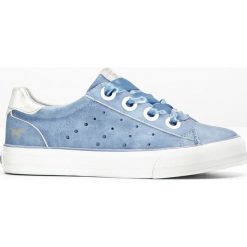 Sneakersy Mustang bonprix niebieski dżins. Niebieskie buty sportowe damskie bonprix, z satyny. Za 139,99 zł.