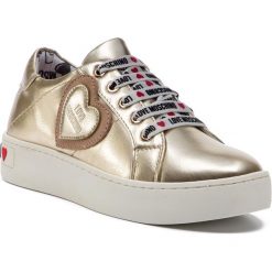 Sneakersy LOVE MOSCHINO - JA15133G17IC0900 Platin. Żółte półbuty damskie Love Moschino, na co dzień, z aplikacjami, ze skóry ekologicznej, bez obcasa, bez zapięcia. W wyprzedaży za 619,00 zł.
