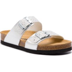 Klapki DR. BRINKMANN - 701256 Silber 92. Szare klapki damskie Dr. Brinkmann, z aplikacjami, ze skóry ekologicznej, bez obcasa. W wyprzedaży za 149,00 zł.