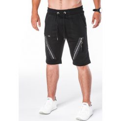 Krótkie spodenki męskie dresowe W052 - czarne. Czarne spodenki i szorty męskie Ombre Clothing, s, bez wzorów, z bawełny, krótkie. Za 29,00 zł.