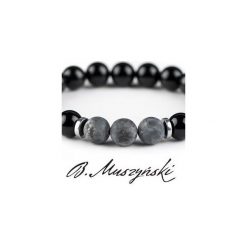 Bransoletka Labradoryt/Onyx. Szare bransoletki męskie marki B.muszyński, z labradorytem, srebrne. Za 89,00 zł.
