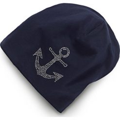 Czapka beanie z dżerseju ze sztrasami bonprix niebieski - kotwica. Niebieskie czapki zimowe damskie marki bonprix, z aplikacjami, z dżerseju. Za 24,99 zł.