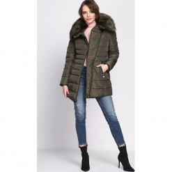 Zielona Kurtka Stuff. Brązowe kurtki damskie pikowane marki QUECHUA, na zimę, m, z materiału. Za 189,99 zł.