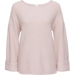 Sweter, rozszerzane rękawy bonprix dymny różowy. Różowe swetry damskie bonprix, bez wzorów, bez rękawów, bez kaptura. Za 54,99 zł.